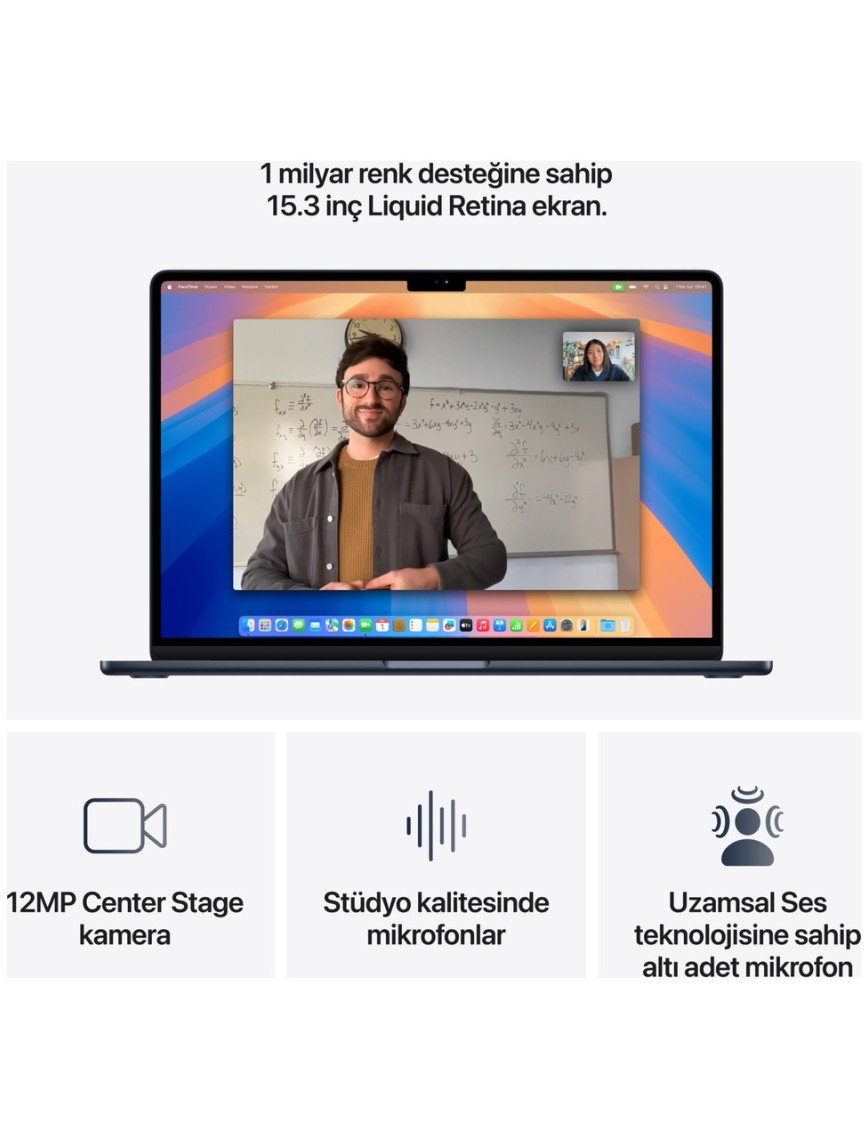 Apple MacBook Air M4 16GB 512GB SSD macOS 15" Taşınabilir Bilgisayar Gece Yarısı MW1M3TU/A